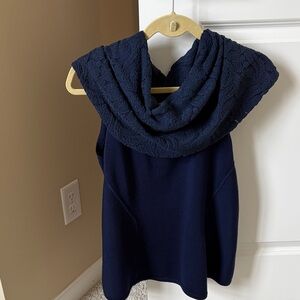 Elie Tahari Deep Blue Cowl Neck Sweater